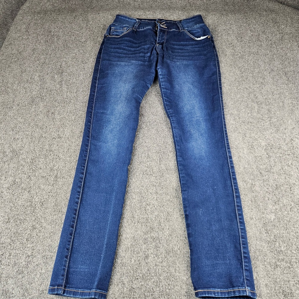 Bamboo Jeans Womens Size 11 Dark Wash High Rise Triple Button Skinny Denim Pants